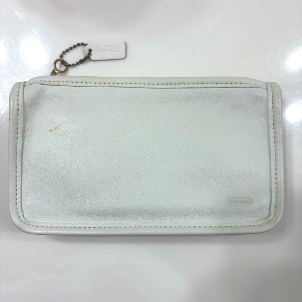 COACH White Leather Vintage Chunky Case Cosmetic Pouch